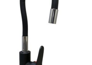 Monocomando cocina mesada pico flexible negro Wico